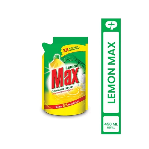 Lemon Max Dish Wash Liquid Pouch 450Ml